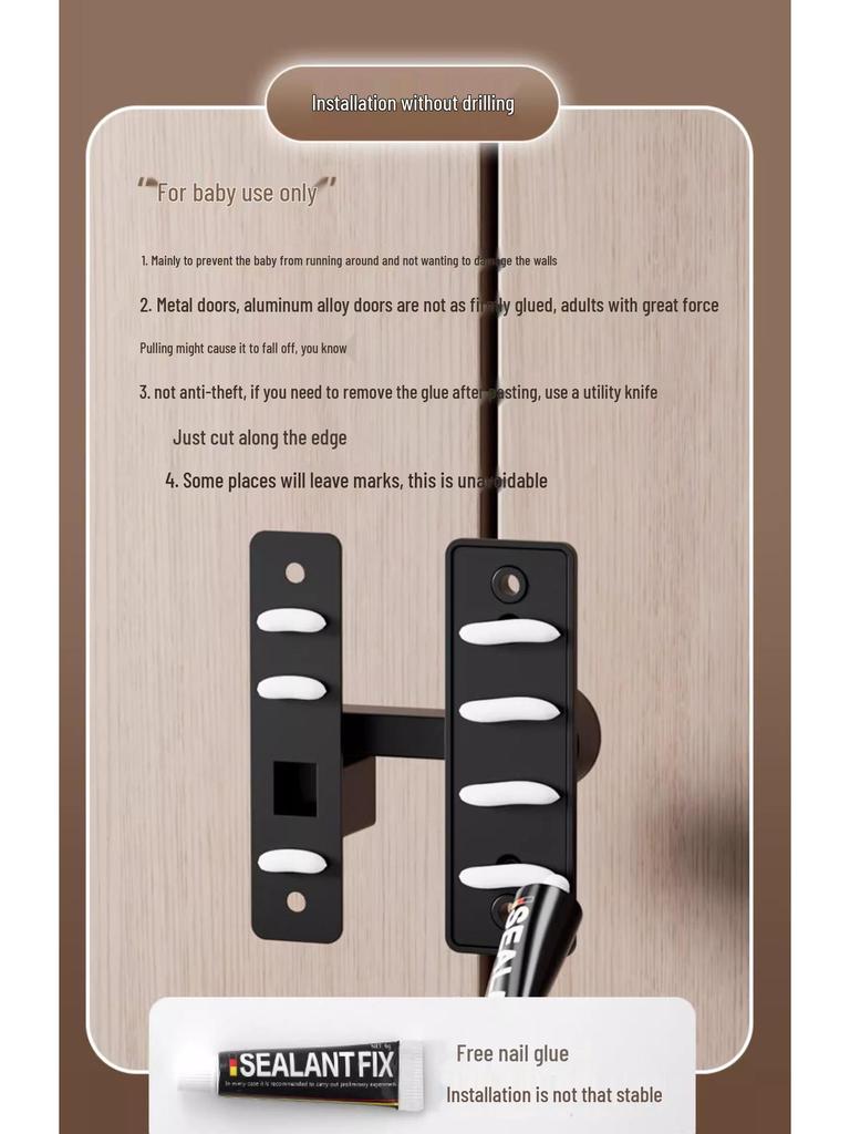 Univerzální západka posuvných dveří bez vrtání: Ložnice, Koupelna, Zámek a závora proti vloupání