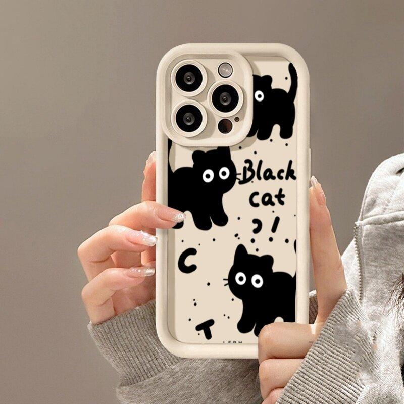 INS Schwarze Katze Hülle Für Huawei Honor 70 90 200 Pro 8X X9 X7 10i MAGIC 6 PRO Nova Y70 Y61 Y90 7 9 10 Pro 10SE Weiche Silikonhülle