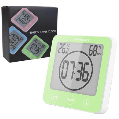 Wasserdichtes Badezimmerthermometer und Hygrometer mit LCD-Badtemperatur und Badthermometer und Hitzschlag oder Saugfuß für Duschuhr, Anzeige,