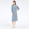 Miyake Women's Classic Long-Sleeve Slim-Fit Slit Dress – Medium-Length Solid Color for Spring and Autumn.