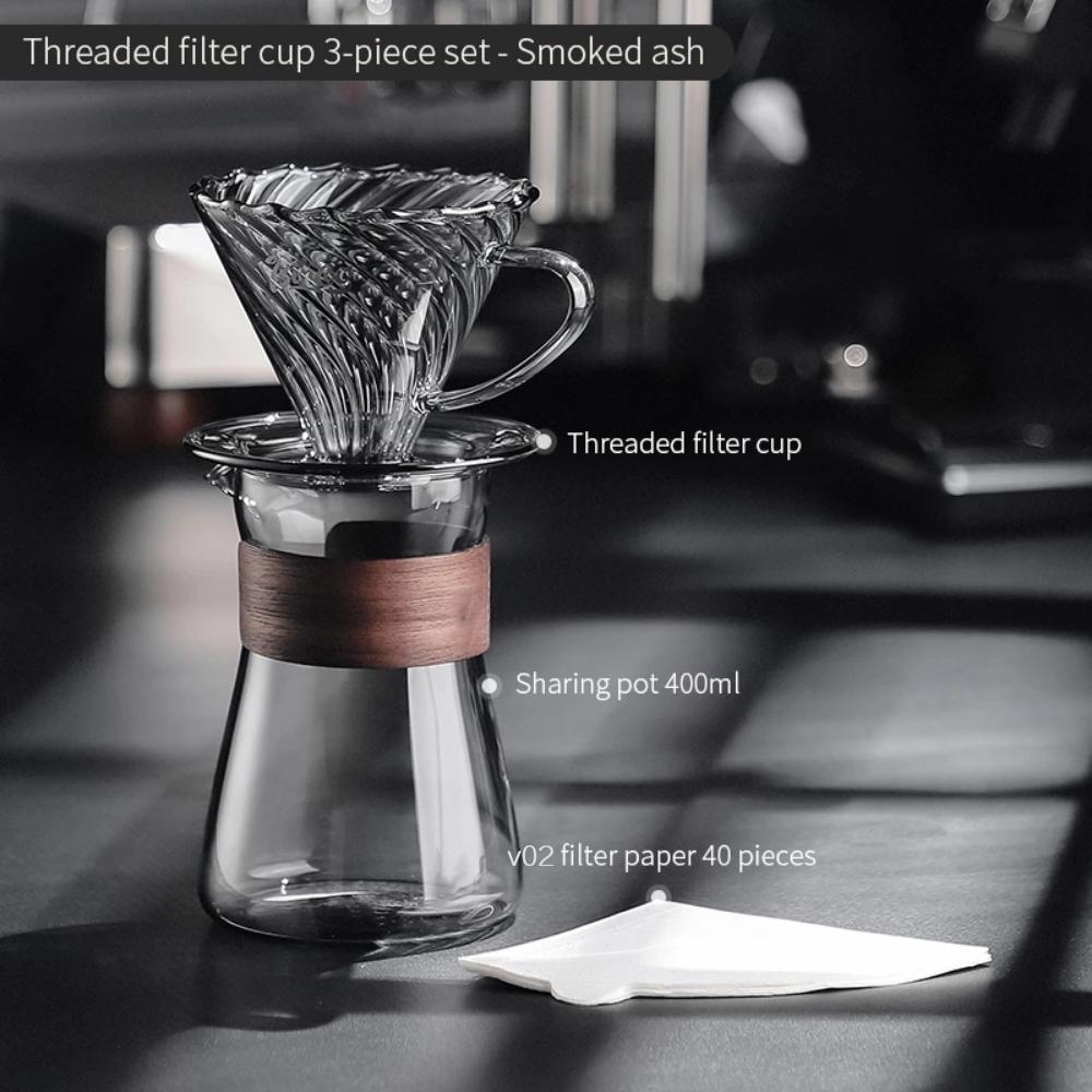Hand Brewed Coffee Maker Coffee Filter Sharing Pot Set Borosilicate Glass Dripper Set Coffee Server with V02 Coffee Filter