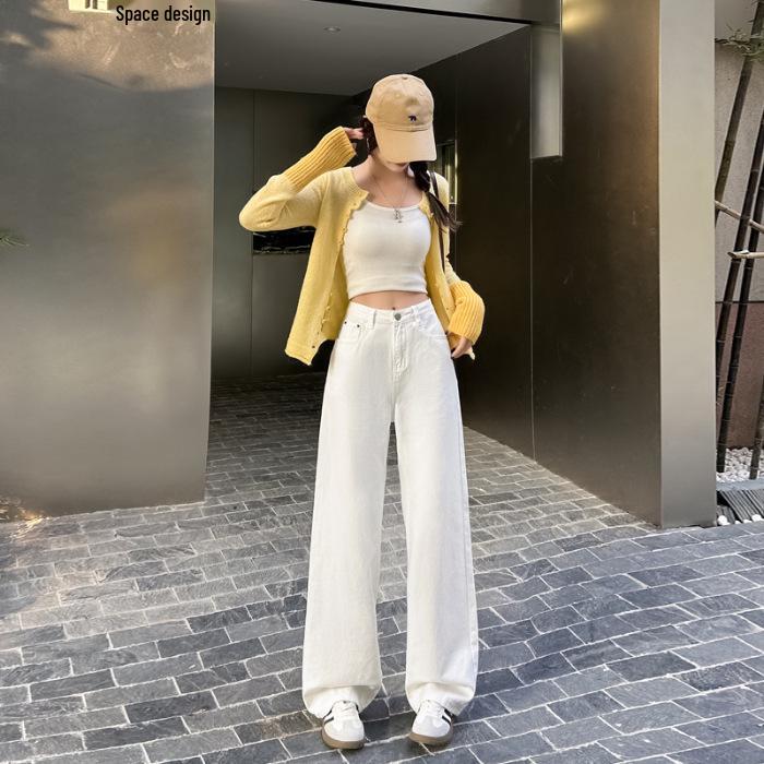 

2025 Осень Женские Черные Джинсы С Завышенной Талией, Прямые, Стройнящие, Универсальный и Простой Дизайн. S