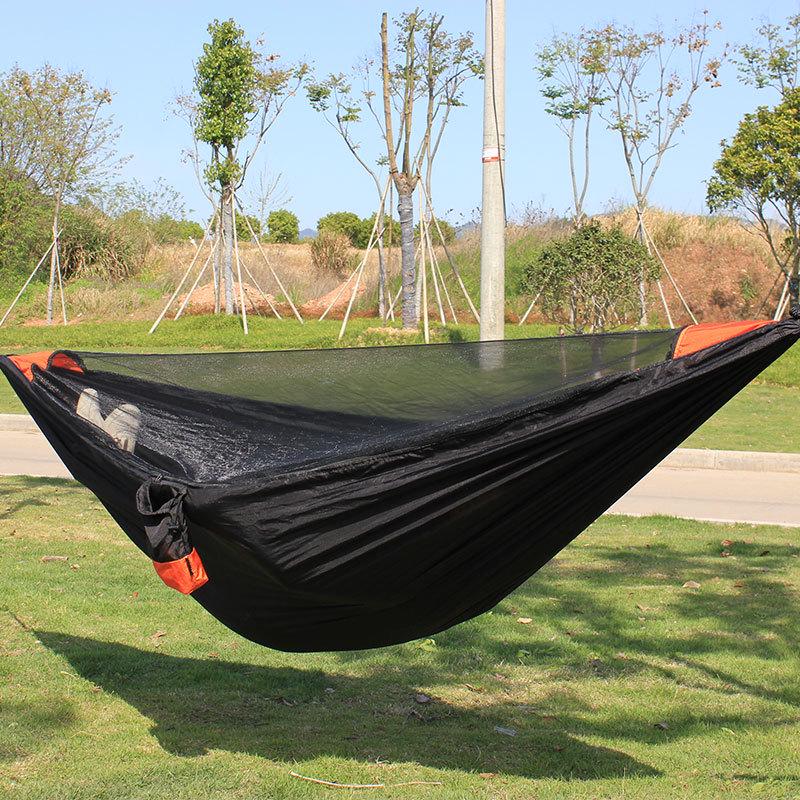 2Person Outdoor Camping Hammock 2.8x1.4m/9.2x4.6ft Lightweight Hanging Mosquito Net Hammocks Tree Straps Swing Backpack Backyard