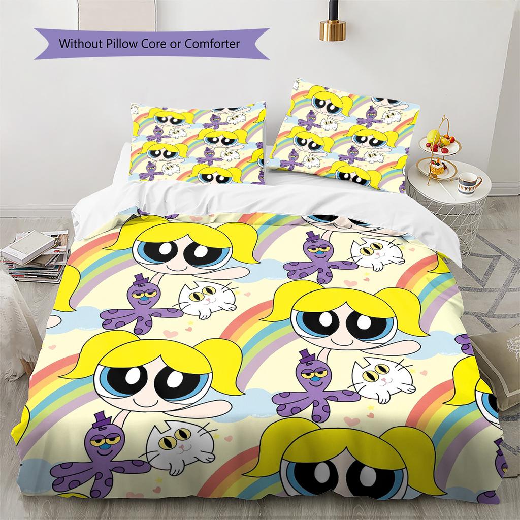 Set Biancheria da Letto Powerpuff Girls Bollicina, 1 Copripiumino & 2 Federe, Camera da Letto Accogliente, Regalo Perfetto