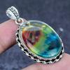 Natural Ammolite Gemstone 925 Sterling Silver Jewelry Pendant 2.01" N3b55