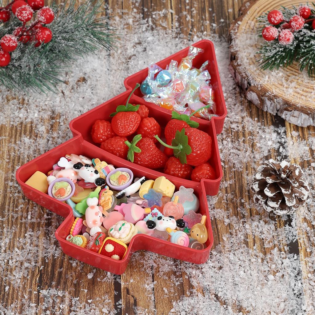 Christmas Tree Plastic Tray Merry Christmas Decorations for Home 2025 Navidad Natal Xmas Dessert Snack Pallets Ornament New Year