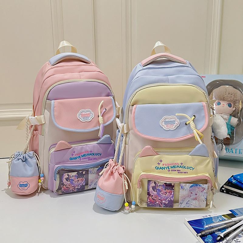 Cute Gaoyan College, Small Style, Fresh and Transparent Pain Bag, High School Student Large-capacity Schoolbag, High School Student Backpack