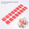16Tips UV Semi-Cured Gel Nail Art Stickers Combo Pack Glitter High-Gloss Water-Proof Polish Wraps Full Cover Manicure Nails