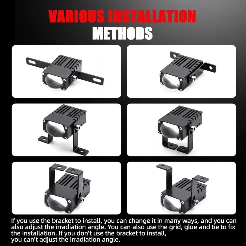 2Pcs Mini Grille Spotlight LED Headlight Bumper Fog Lamps Auxiliary 5500K 3000k Projector Lens Work Light Waterproof Driving Light,
