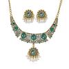 European-American Tassel Gem Rhinestone Necklace & Earring Set: Ethnic Retro Luxury Pearl Clavicle Chain
