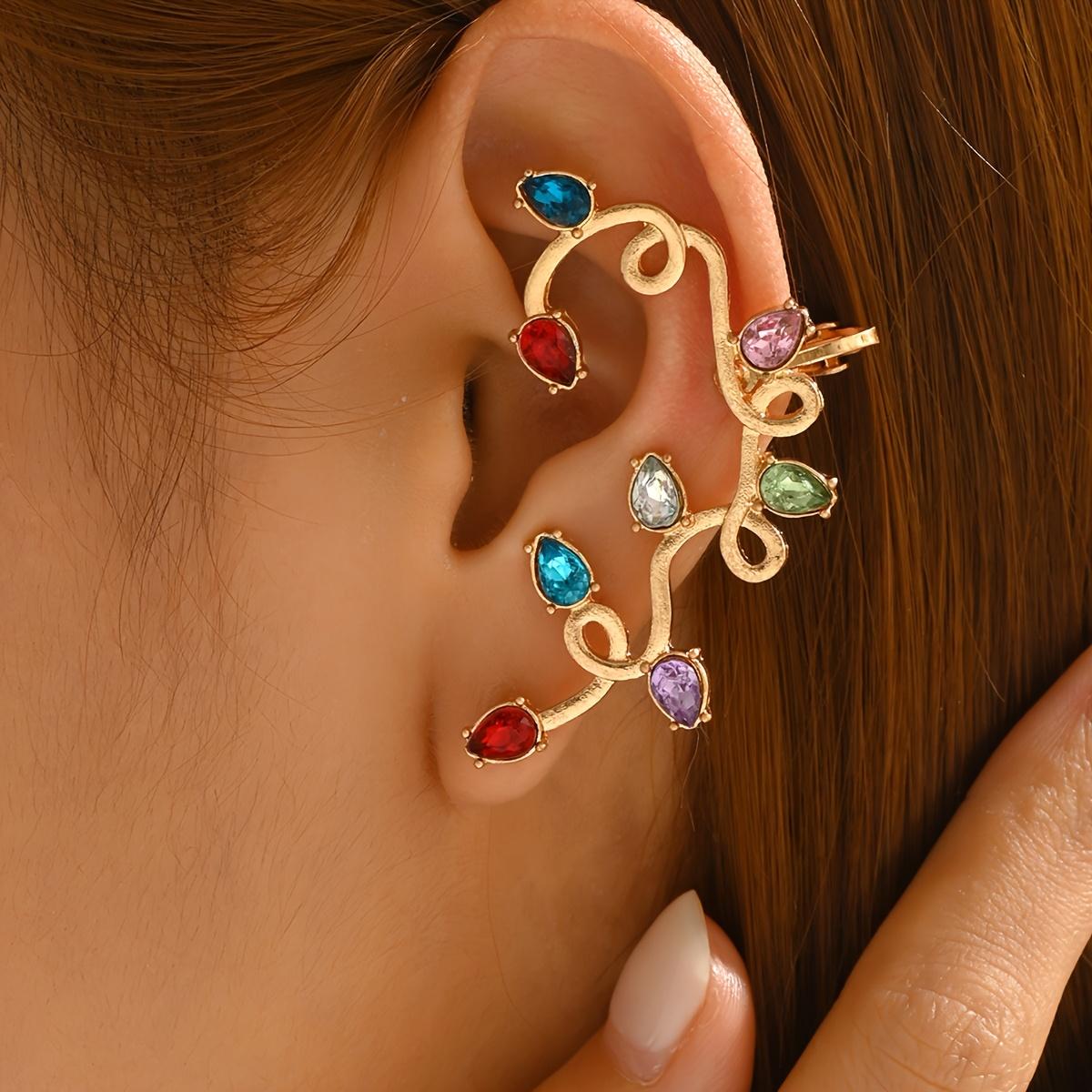 

Exquisite Luxurious Creative Colorful Cubic Zirconia Full Ear Earrings for Women s Christmas Lights New Year Gifts Accessories