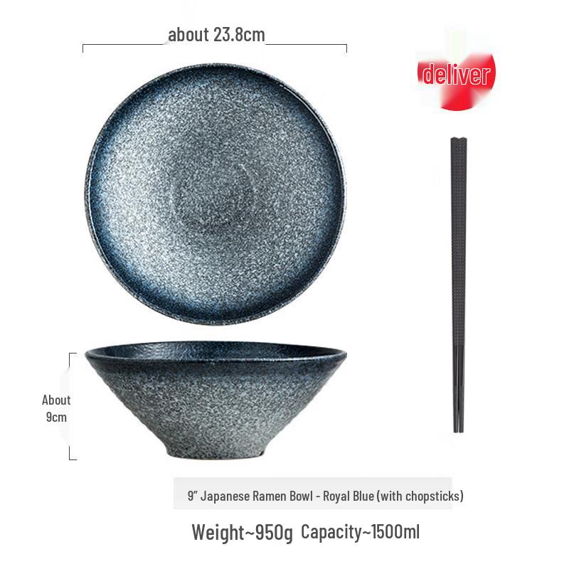 Japanese Underglaze Ceramic Ramen Noodle Soup Bowl
