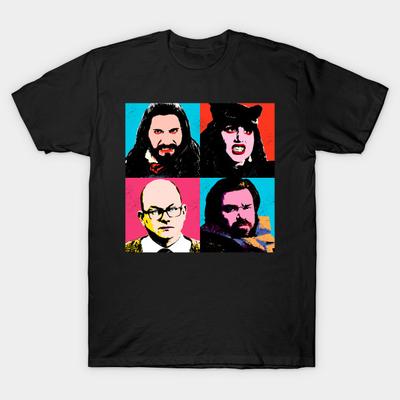 Asian Size Men Black Print T-shirt Vampire Warhol No-Cut Heat Transfer Print Cotton Tshirt