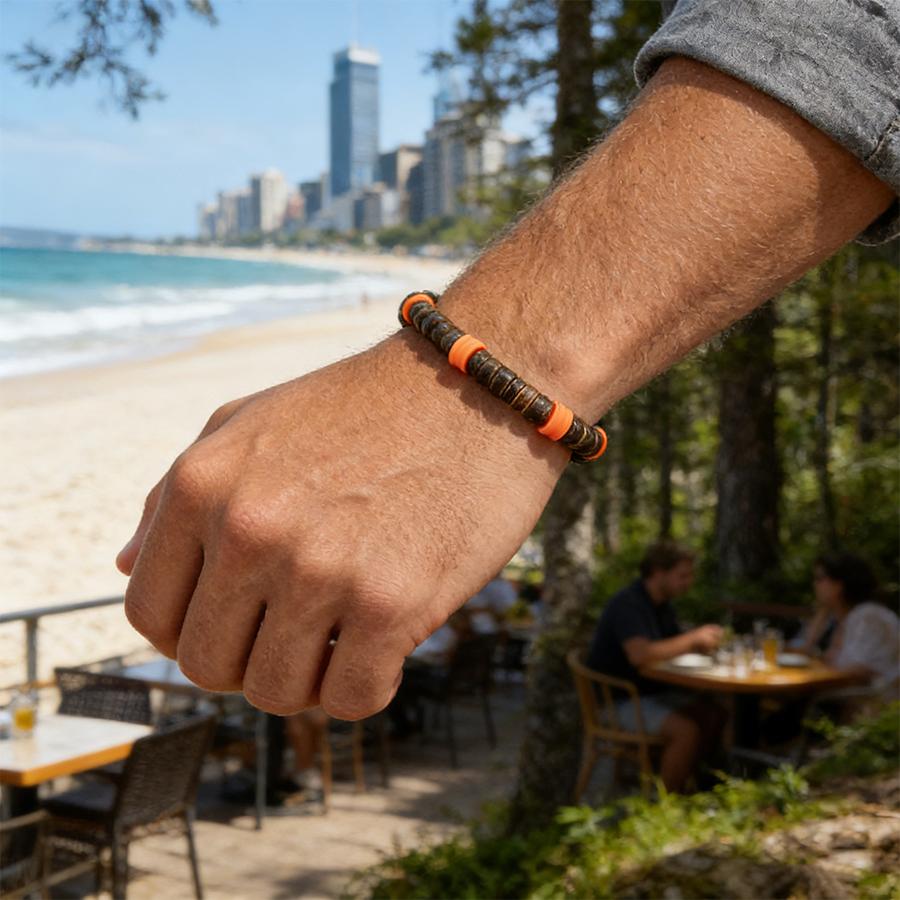 Noter New Natural Coconut Beads Wooden Bracelet Unisex Poly Clay Strand Braslet Beach Surfing Jewelry Lightweight Comfortable