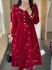 Plus Size Sparkly Red Beaded Dress - New Year Atmosphere
