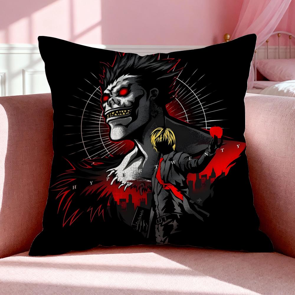 Anime D-Death Note Double-Sided Printed Pillow Cover Short Plush Suitable Living Rooms Bedrooms Sofas Throw Cushion Cover