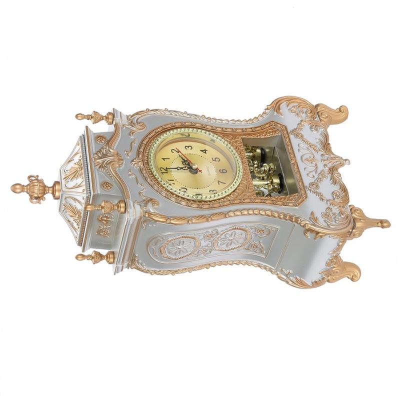 Vintage Style Plastic Table Clock Antique Home Hotel Decorative Desk Alarm Clocks(White)