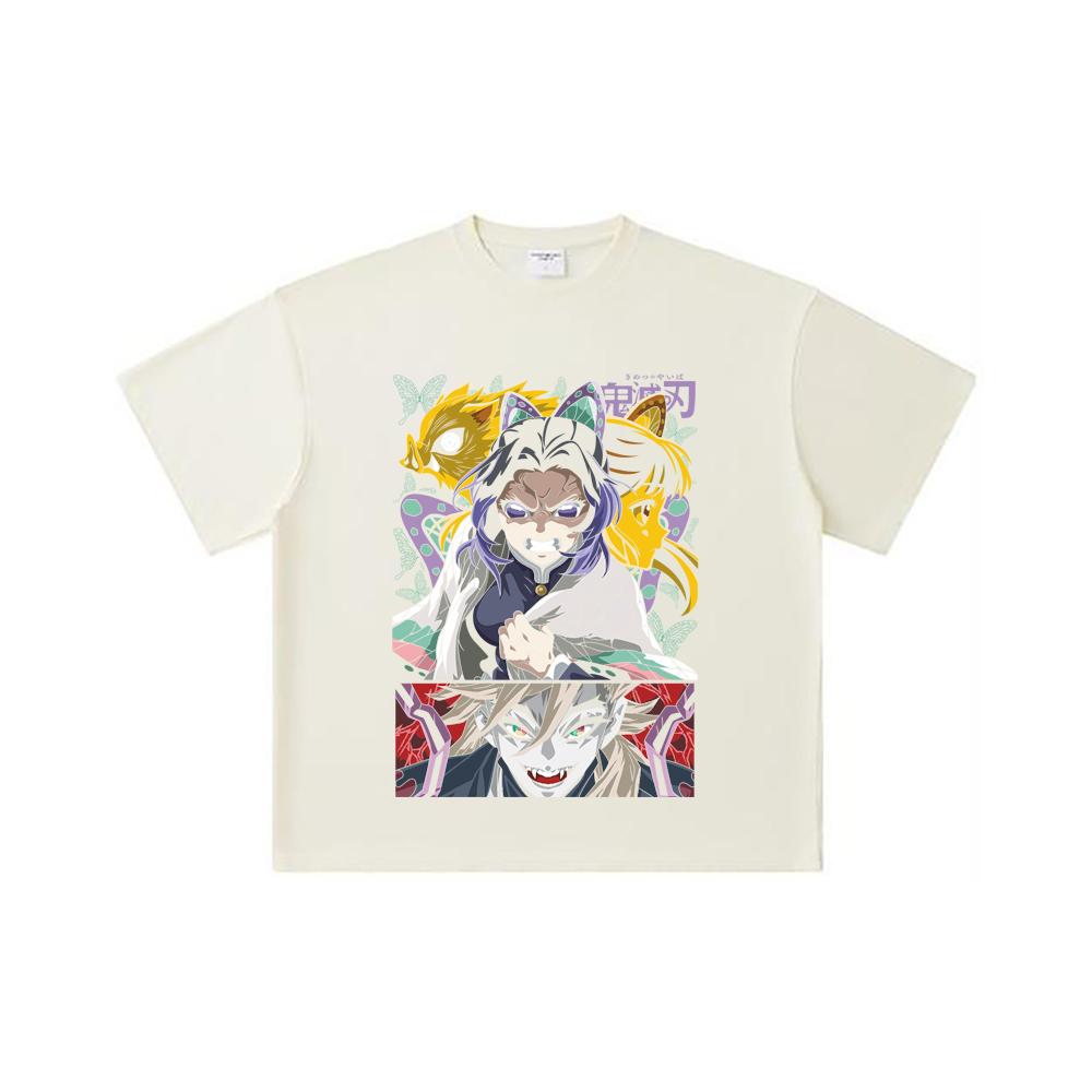 

Хлопковая футболка унисекс плотностью 260 г/м², двойная пряжа, 32 нити, 100% хлопок, с принтом Demon Slayer V119 Shinobu S абрикосовый