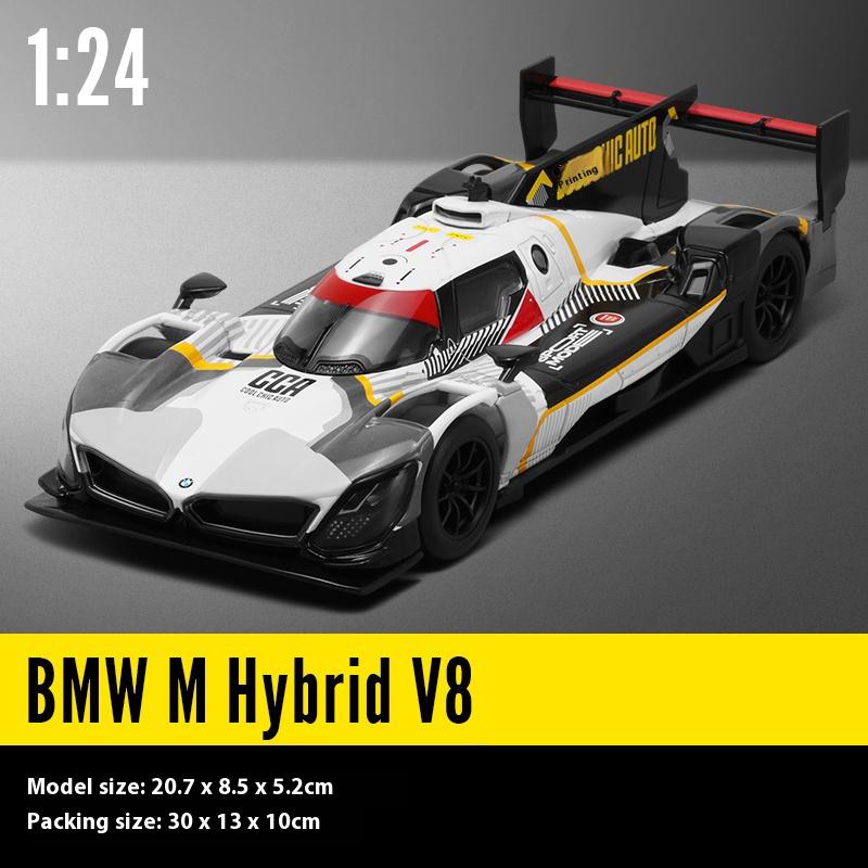 1/24 BMW M Hybrid V8 Super Racing Metal Die Casting Alloy Car Model Sound & Light Classic Trendy Collectible Ornaments Gift Boys