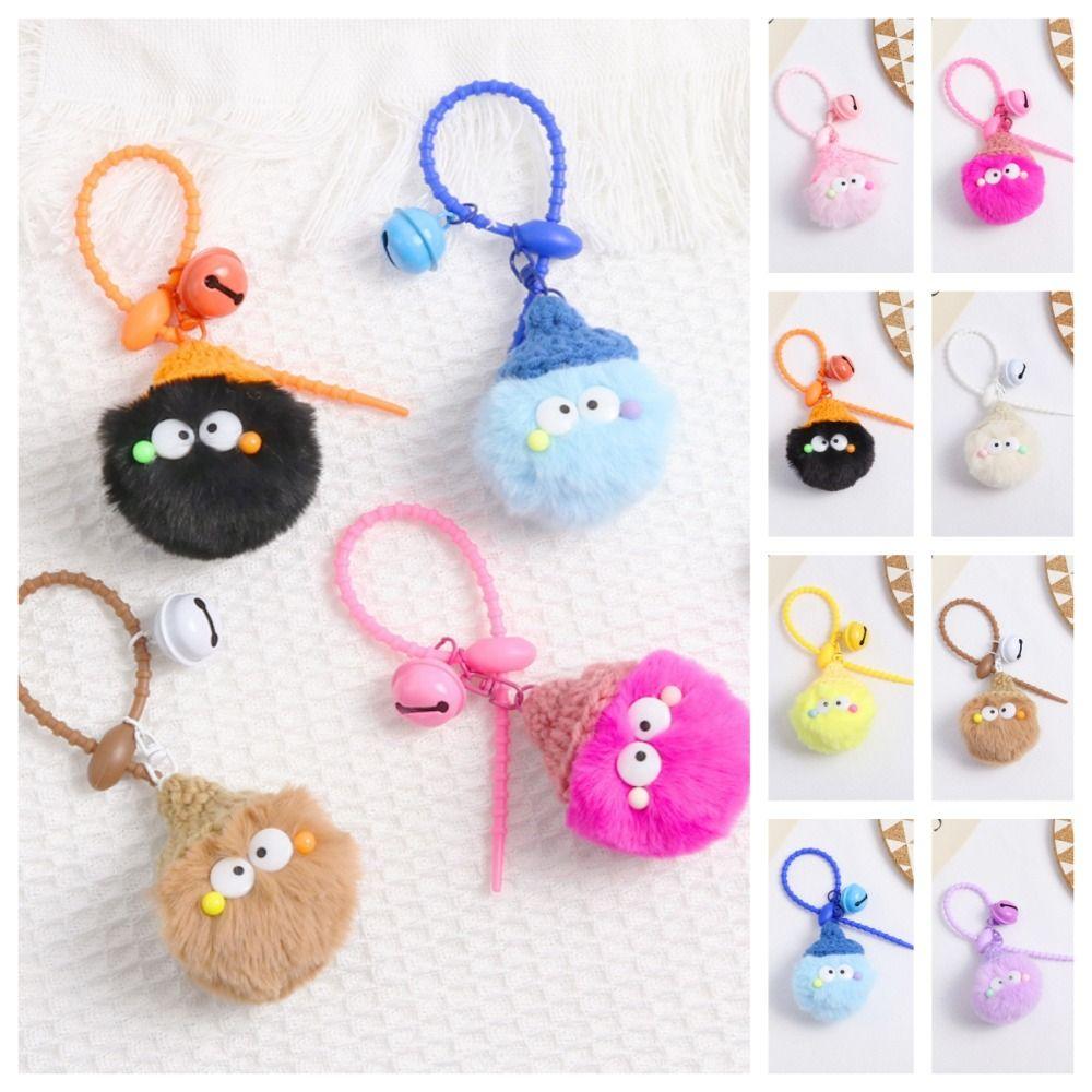 

Симпатичный угольный шар кулон плюшевый плюшевый брелок с большими глазами модный колокольчик плюшевый брелок для ключей