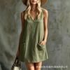 New European and American women's clothing, sleeveless V-neck casual and comfortable dress