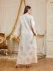 Gold & Silver Applique Muslim Women's Abaya - Long Dubai Robe Dress