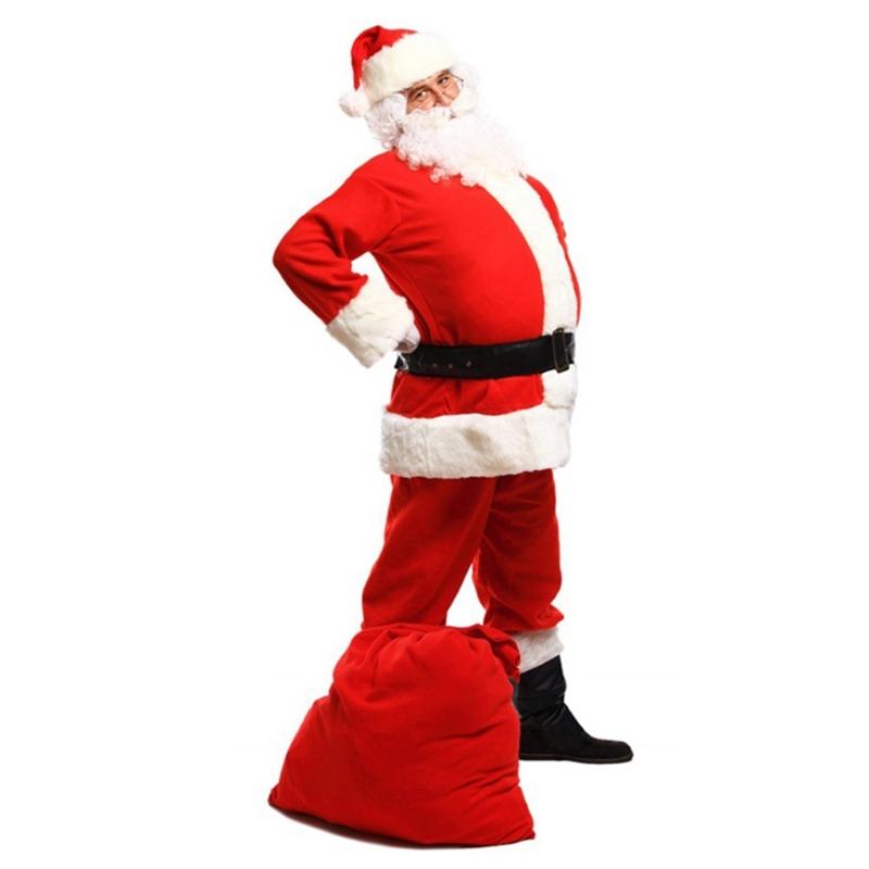 Santa Suit Christmas Santa Clauses Costume for Men Adults 9Pcs Santa Costume Outfits Funny Santa Bear Hat Eyeglass