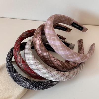 Retro College Kariertes Haarband - Frisches, Süßes und Niedliches Haarband für Mädchen - Schwammiges Hochsitzendes Haarband