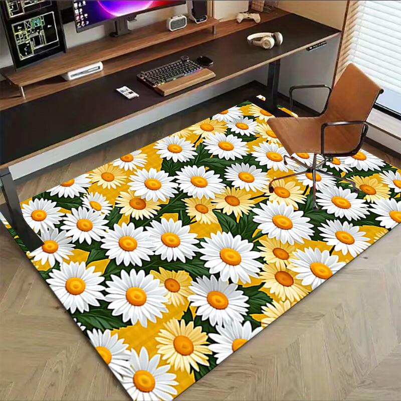 1PC Daisies Flowers Extra Large Non Slip Floor carpet, Office, family, bedroom, Studio Large Area Rug Indoor Rugs, Vibrant Colors