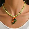 Colorful Glass Fish Pendant Necklace Ocean Style Handmade Beaded Jewelry for Women