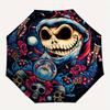 1pc Christmas Skeleton Design Durable Cartoon Folding Umbrella, Portable 3-Fold Compact Umbrella for Men and Women, Suitable for Travel or Daily