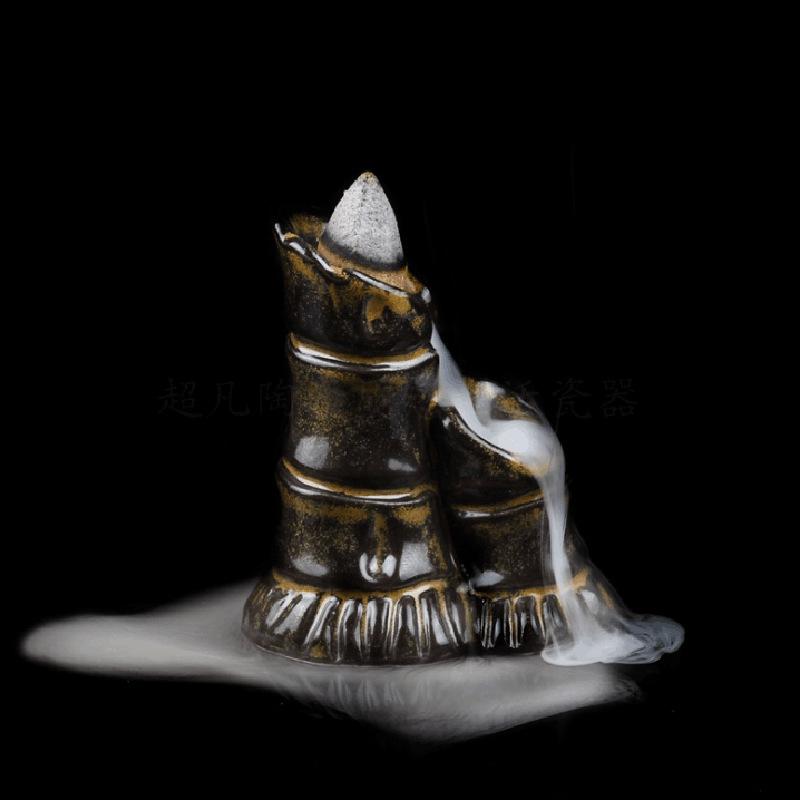 YXYMCF Backflow Incense Burners Gourd Turn Things Around Cone Censers Ceramic Mini Desk Ornaments Mustard Zen Incense Holder 1pc 7