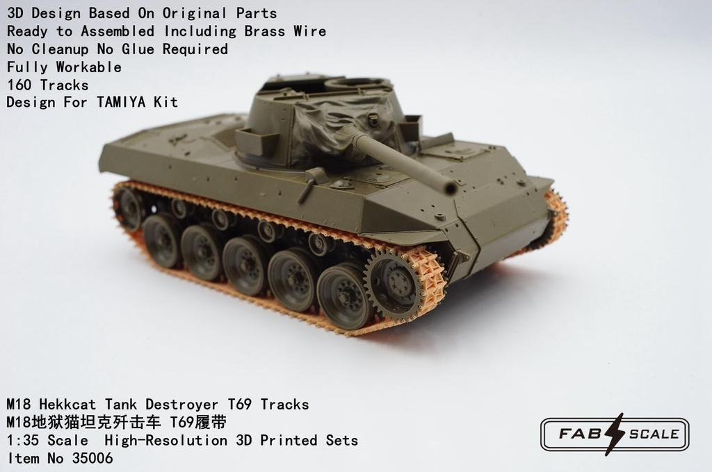 Fab Scale Studio Měřítko M18 Hellcat T69 Typ Pracující Pásový Set Plastové Modelové Díly FAB35006 1/35 (pro Tamiya)