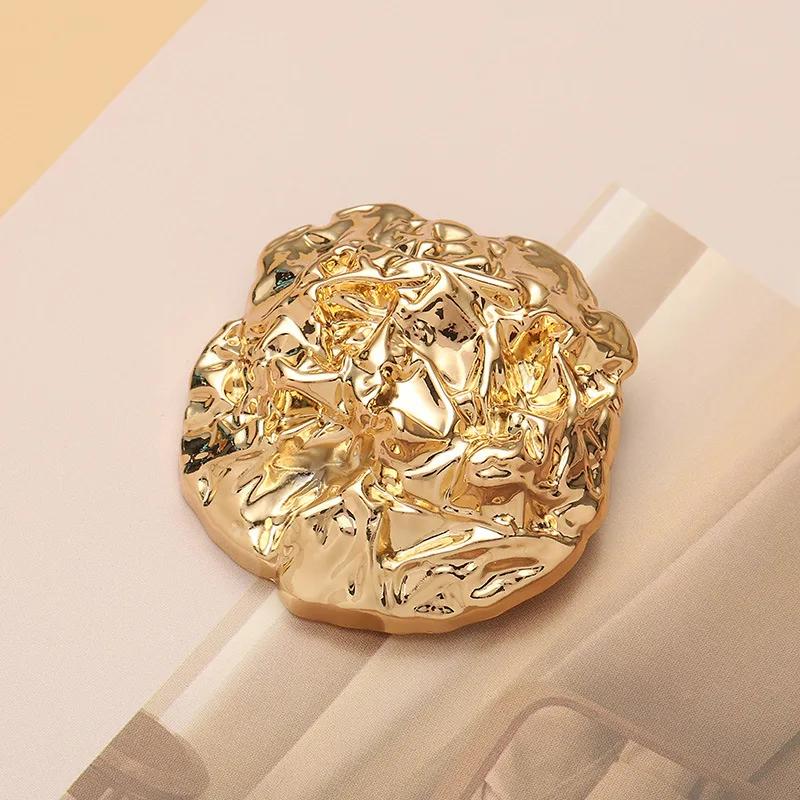 5pcs Gold Silver Color Wrinkle Shank Buttons Clothing Accessories Irregularly Shaped Buttons 18mm/23mm/45mm