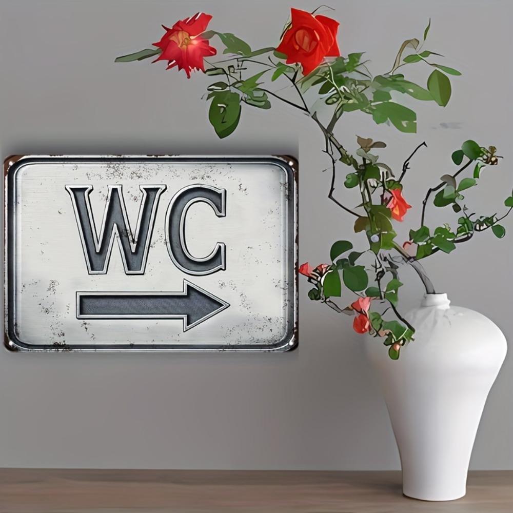 

Vintage Metal WC Sign with Arrow - 8x12 Inch Rustic Iron Wall Art for Bathroom/Home/Bar/Cafe/Office/Garden, Indoor Outdoor Dec 20x30cm（7.8x11.8inch）