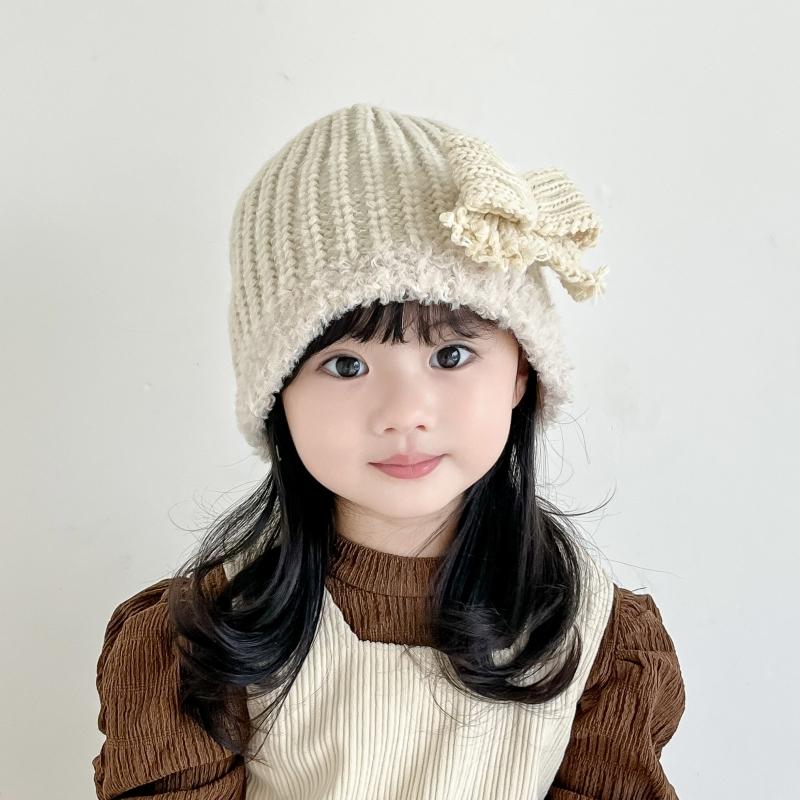 

Kids Cap Bowknot Simple Solid Color Princess Hat