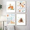 Animal World Map Alphabet Count Number Wall Art Canvas Painting Nordic Posters And Prints Kids Wall Pictures For Baby Room Decor