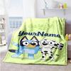 Bluey 45 Customize Your Name Blanket Lightweight Personalized Blanket Soft Warm Cozy Great for Seaside Bed Office Chair Bedding for All Occasions