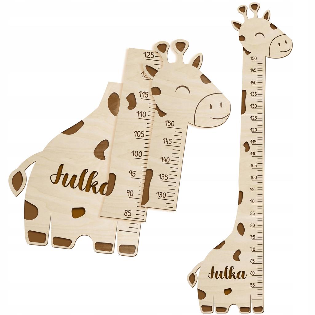 Holz-Höhenmaßband mit Namen für die Wand zur Höhenmessung Giraffe