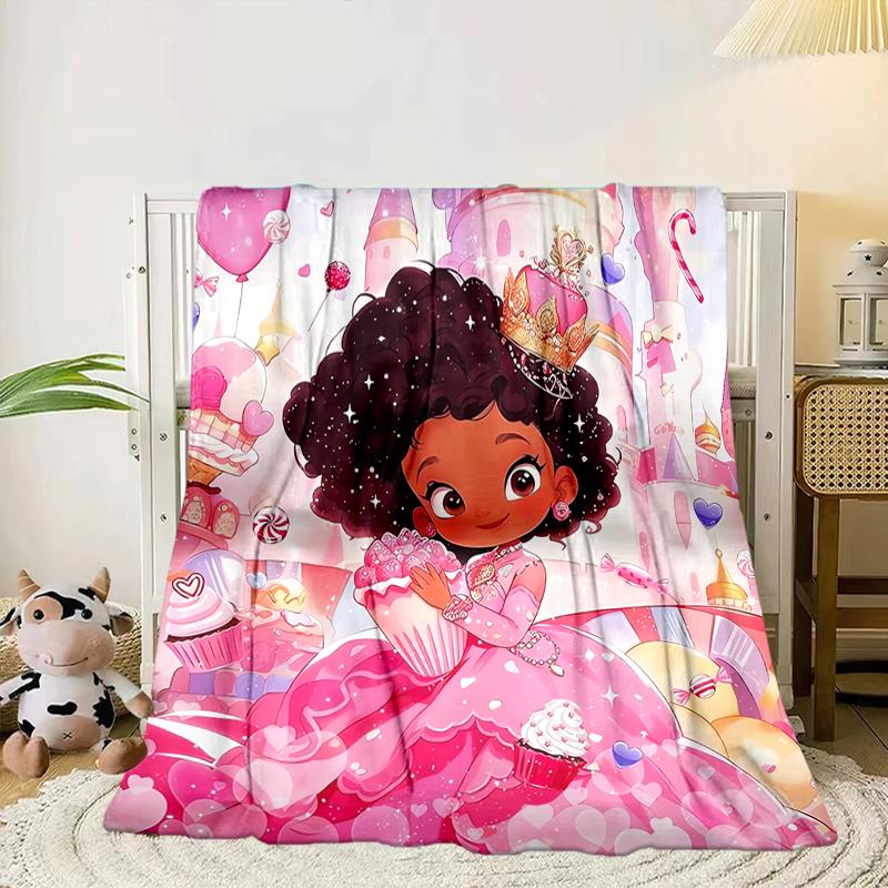 Black Princess Magic Celebration Blanket Flannel Blanket for Bed, Sofa, Camping, Hiking, Picnic Essentials, Gift for Family Fan Gifts