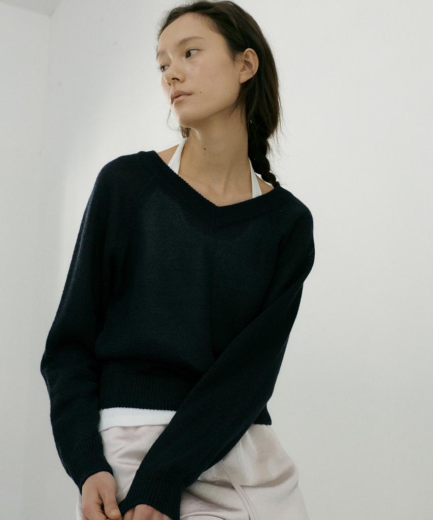 OCTETTE Paper Deep V-Neck Knit_2Color