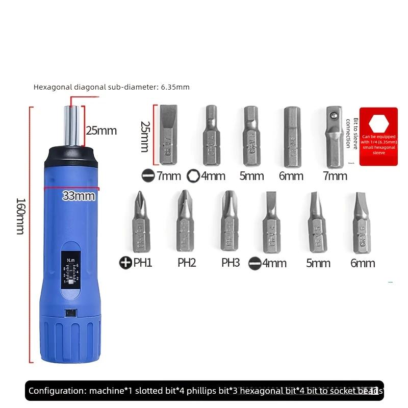 12 Preset Torque Screwdrivers 1-6Nm Adjustable High Precision Manual Wrench for Electrical Mechanical Repair Tool