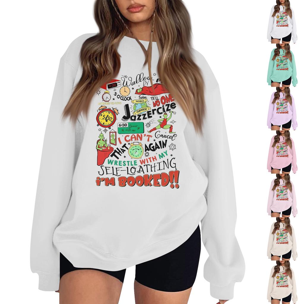 Women's Fashion Long-Sleeve Pullover Sweatshirt With Fun Christmas  Print