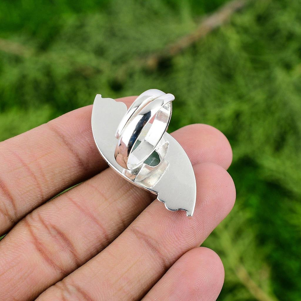 Mothers day Sale Amazonite Gemstone Anniversary Flower Promise Ring 925 Silver