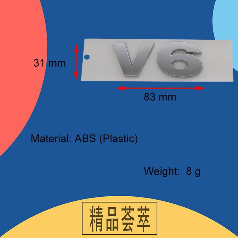 3D Premium V6 V 6 Letters for Car Engine Hood Fender Trunk Tail Rear Decal Emblem Badge Sticker