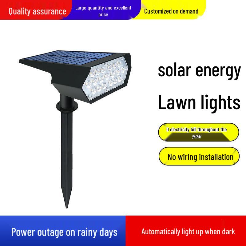 Waterproof Solar Spotlight for Outdoor Trees and Gardens 19LED Solar Lawn Light (White Light)