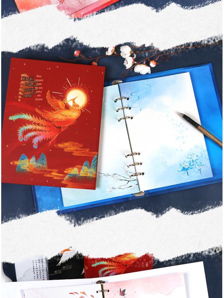 Ancient Poetry B5 Notebook with Detachable Pages - Chinese Style Double-Sided Illustrations
