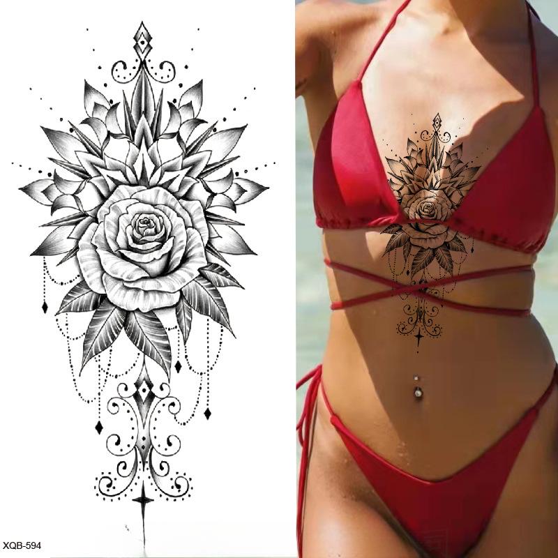 Small Full Arm Tattoo Sticker, Flower Letters, Plain Flower Tattoo Sticker Tattoo