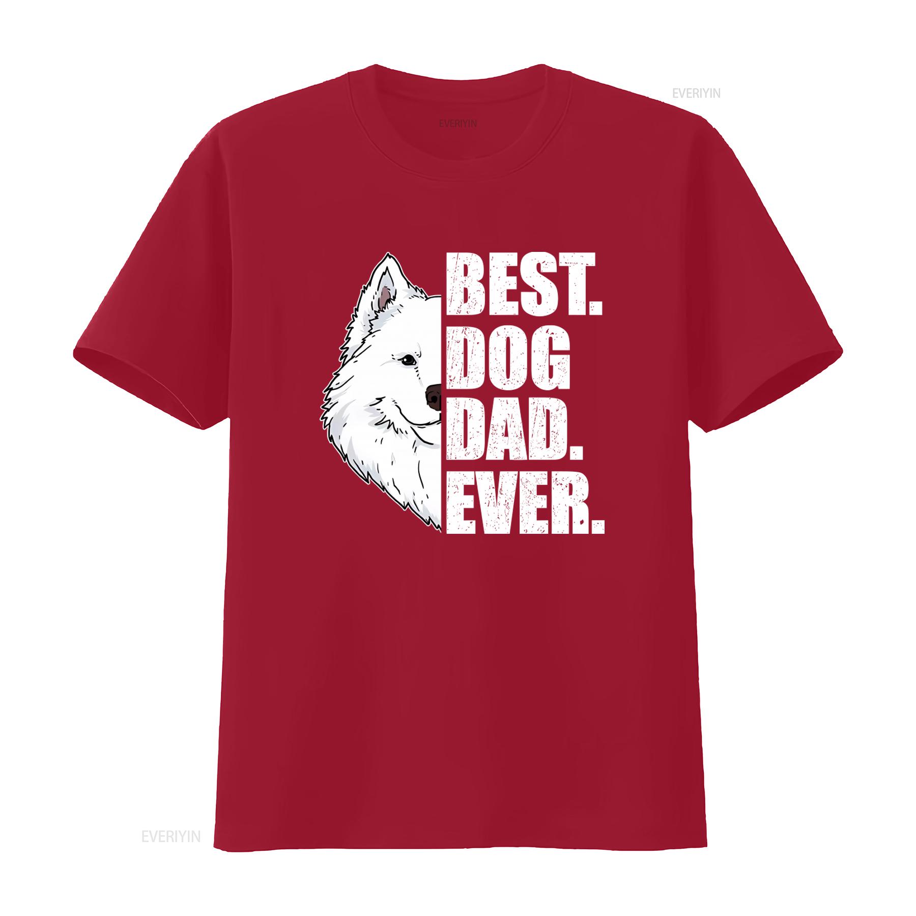

Best Dog Dad Ever Samoyed Lover Pet T Shirt for vintage Washed Stylish graphic streetwear Versatile Top For Everyday Wear S