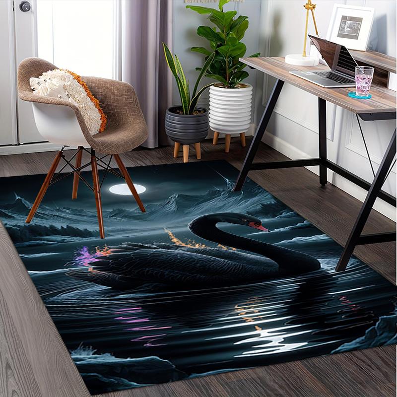 Black Swan Chair Mat: Office Carpet for Comfortable Seating, Perfect Gift for Home Decor and Various Rooms